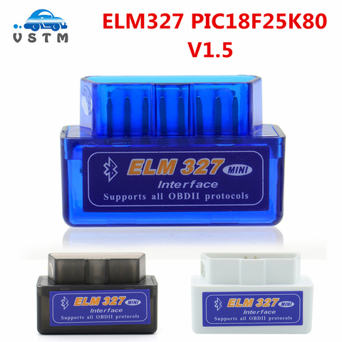 ELM327 OBD2 Bluetooth V1.5 Chip PIC18F25K80 Car Diagnostic Tool ELM 327 V1.5 OBD 2 Scanner Work on Android Windows 12V Diesel ► Photo 1/6