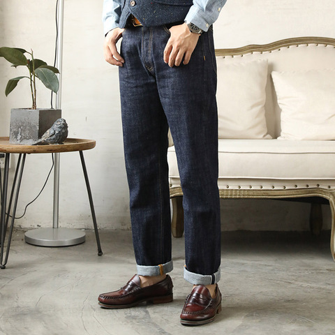 High Waist Raw Indigo Selvage Washed 14oz Raw Denim Jeans Sanforised Pants 710-0001B, Asian Size Read Description Before Order ► Photo 1/6