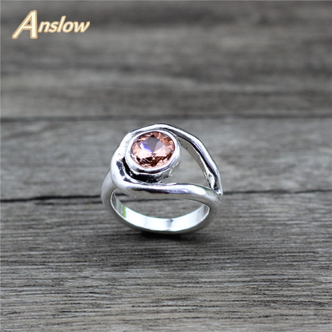 Anslow Fashion Creative Design Vinatge Antique Silver Plated 8mm Crystal Rings Anniversary Wedding Jewelry Accessory LOW0065AR ► Photo 1/5