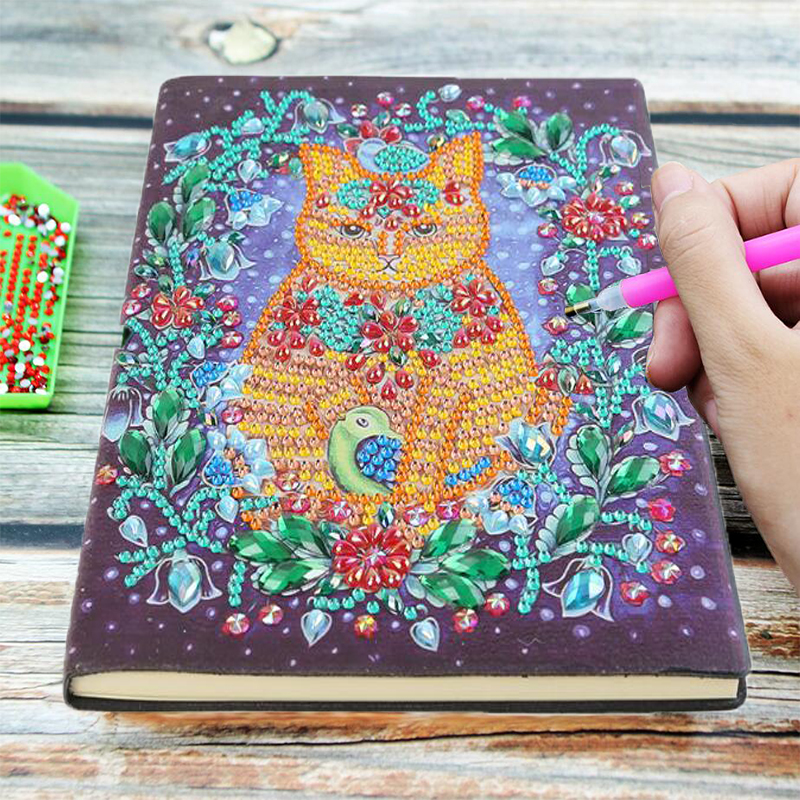 5D DIY Special Shaped Diamond Painting Notebook Cat Diary Book