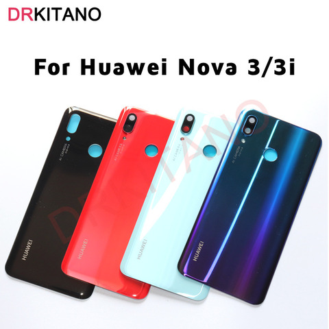 For Huawei Nova 3i Battery Cover Back Glass Rear Door Glass Case Panel For Huawei Nova 3 Battery Cover With Camera Lens Replace ► Photo 1/6