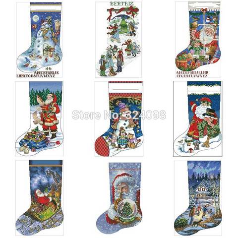 Christmas socks patterns Counted Cross Stitch 11CT 14CT 18CT DIYChinese Cross Stitch Kits Embroidery Needlework Sets ► Photo 1/6