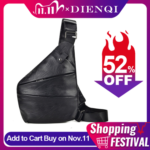 DIENQI Men Travel Vintage Leather Fino Bag Chest Rig Tactical Bag Holster Anti Theft Security Strap Storage Waist Crossbody Bags ► Photo 1/6