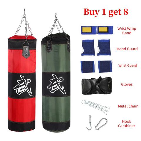 60cm 80cm 100cm 120cm Empty Boxing Sand Bag Hanging Kick Sandbag Boxing Training Fight Karate Sandbag With Gloves Wrist Guard ► Photo 1/6