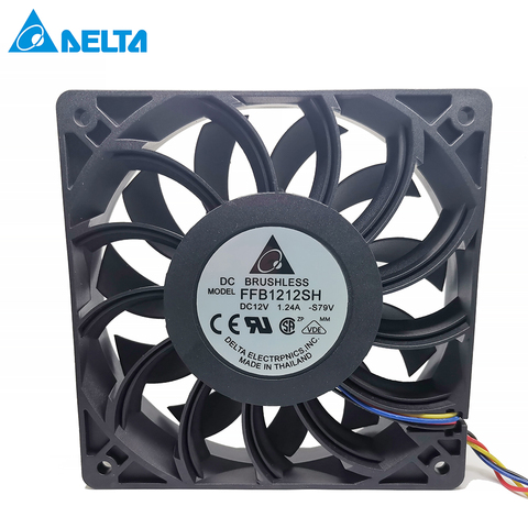 for delta FFB1212SH 12025 DC 12V 1.24A 12CM violent high speed air volume fan pwm 4-pin server inverter case axial cooler fans ► Photo 1/6