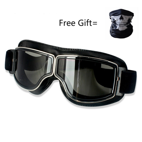 motorcycle goggles PU leaher  mask glasses skiing snow men women Adjustable color lens ► Photo 1/6