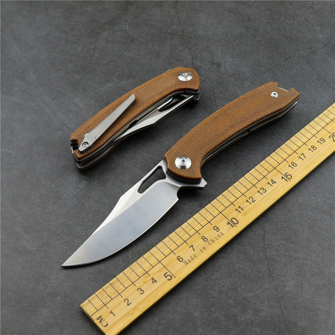 M390 steel outdoor camping pocket folding knife TC4 titanium and flax handle sharp edge high hardness EDC tool fruit knife ► Photo 1/6