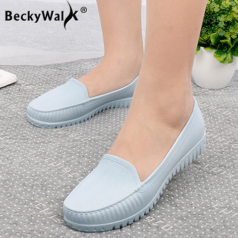 Autumn Women Flats Shoes Waterproof Loafers Solid Slip on Ballet Flats Comfortable Plastic Shoes Woman zapatos mujer WSH3597 ► Photo 1/6