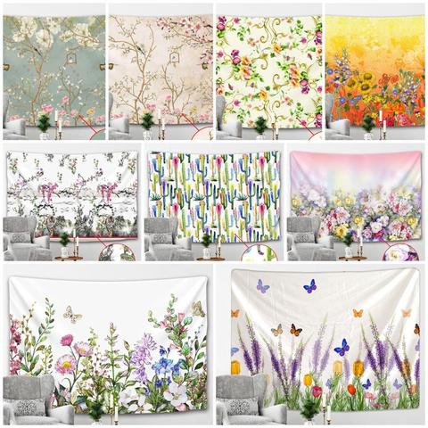 Flower Butterfly Tapestry Simple Nordic Style Hippie Mat Wall Hanging Bohemian Bedspread Dorm Decor Tapestries ► Photo 1/6