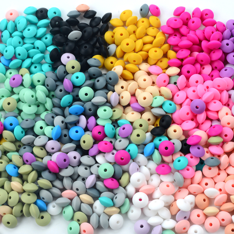 50pcs/lot 12mm Silicone lentil Beads Silicone BPA Free DIY Charms Newborn Nursing Accessory Teething Necklace Teething Toy ► Photo 1/6