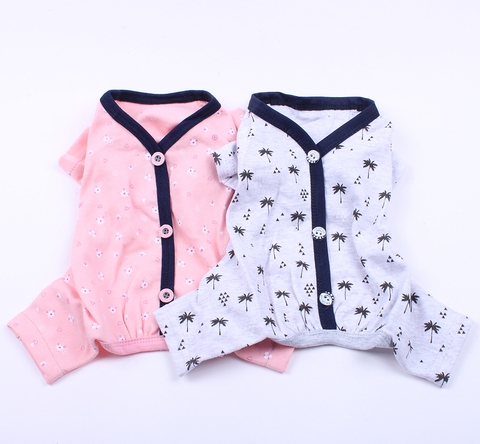 Dog Cat JumpSuit Shirt 100% Cotton Print Tracksuit Pet Puppy Floral Pajamas Pants T-Shirt 5 Sizes 2 Colours ► Photo 1/6
