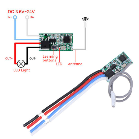 1PC 433 Mhz 1CH RF Relay Receiver Universal Wireless Remote Control Switch Micro Module LED Light Controller DC 3.6V-24V DIY ► Photo 1/6