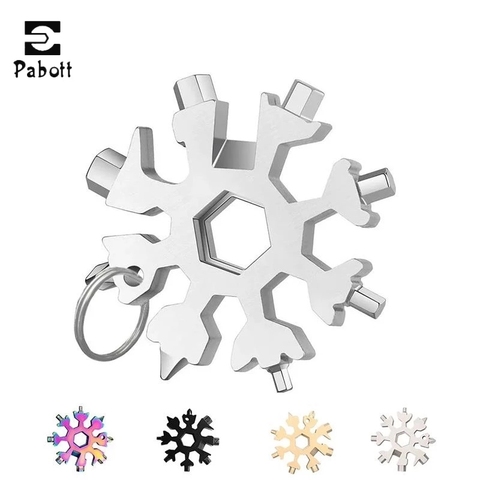 18 In 1 Universal Screw Wrench Snowflake Camp Key Ring Outdoor Wrench Hexagon Wrench Pocket Tool Corkscrew Tools for Repairing ► Photo 1/6