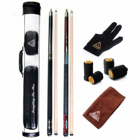 CUESOUL Free Shipping Combo Set of House Bar Pool Cue Sticks - 2 Cue Sticks Packed in 2x2 Hard Pool Cue Case ► Photo 1/1
