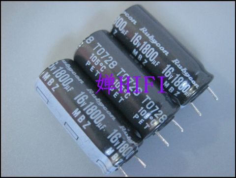 50PCS NEW RUBYCON MBZ 16V1800UF 10X23MM electrolytic capacitor mbz 1800uf 16v Ultra low ESR motherboard 1800uF/16V ► Photo 1/1