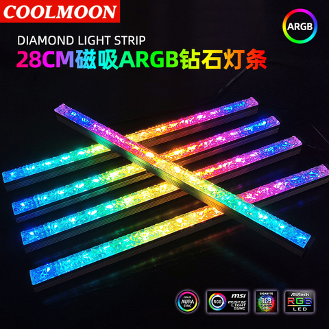 Aluminum RGB Light Strip 5V 3PIN ARGB Led Diamond Magnetic Multicolor Pollution Color Atmosphere Lamp For Computer Case Chassis ► Photo 1/6