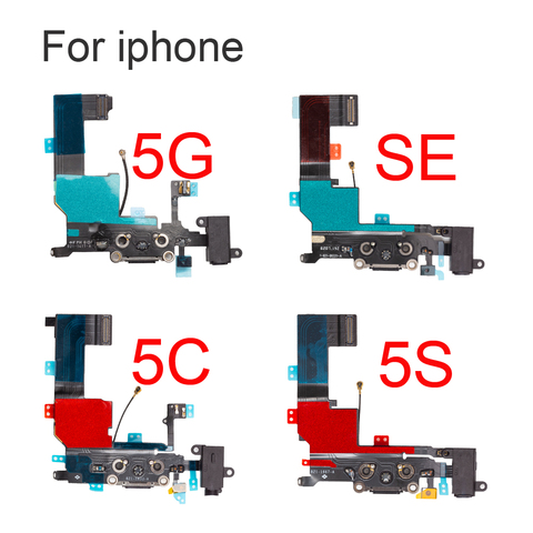 1pcs Bottom USB Charger Flex For iphone 5 5S SE 2022 Charging Port Dock Connector Flex Cable With Mic Replacement Part ► Photo 1/6