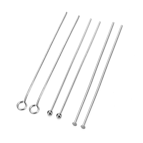 100pcs Stainless Steel Flat Head Pin Eye Pin Round Ball Pin 15 20 25 30 35 40 45 50mm Needle Pin Finding for DIY Jewelry Making ► Photo 1/5