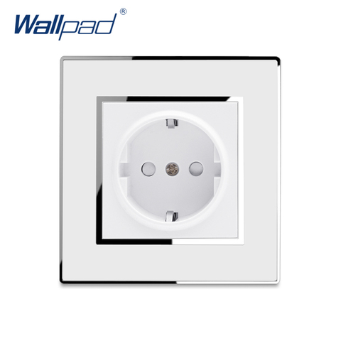 2 Pin Power Socket Wallpad Luxury Wall Electric Outlet Mirror Acrylic Panel EU German Standard 16A AC 110~250V Schuko Tomada ► Photo 1/6