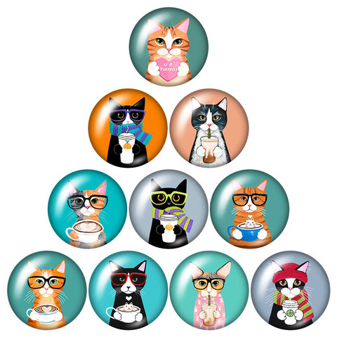 NEW cute cats Love pet Moon butterfly cat 10pcs 12mm/16mm/18mm/25mm Round photo glass cabochon demo flat back Making findings ► Photo 1/1