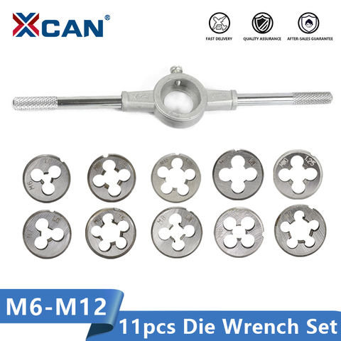 XCAN 11pcs HSS Die Wrench Set Metric Screw Die External Thread Cutting Tapping Hand Tool Kit Threading Tools ► Photo 1/6