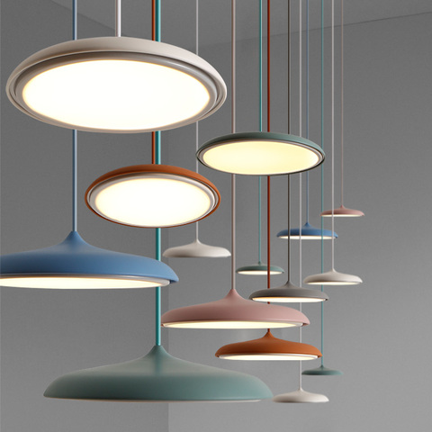 Modern led pendant lamp Art Design metal iron suspension ufo Round Plate lights fixture creative thin nordic hanging living room ► Photo 1/6