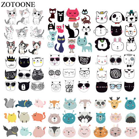 ZOTOONE Lovely Cats Ironing Transfers Heat Press Stickers Patches for Kids Clothes Animal Patch DIY Accessory Washable Appliques ► Photo 1/6