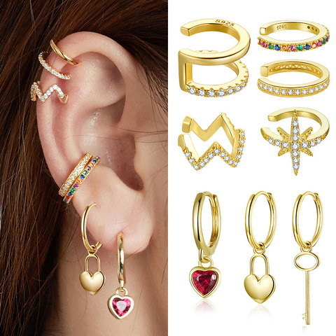 bamoer 925 sterling silver Gold Colors Circle Earrings ear clipr Hoop Earrings for kids women Wedding Jewelry BSE285 ► Photo 1/6