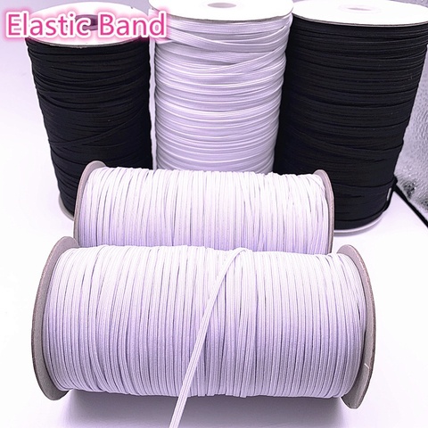 3/5/6/8/10/12mm 5 Yards/lot Hight Elastic Bands Spool Sewing Band Flat Elastic Cord White and Black Diy Handmade Accessories ► Photo 1/6