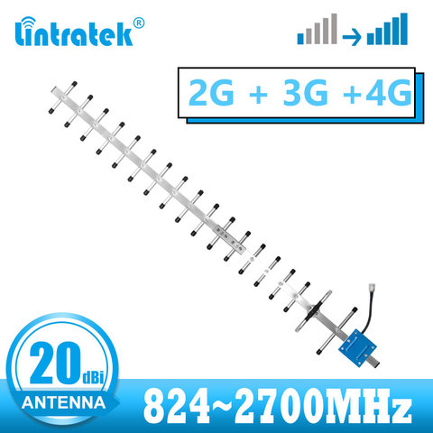 lintratek 20dBi GSM 2G 3G 4G Yagi outdoor antenna LTE  4G booster external antenna  with N female for repeater amplifier ► Photo 1/6