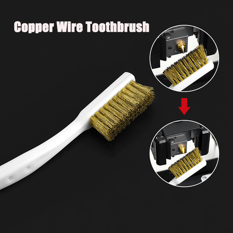 3D Printer Cleaner Tool Copper Wire Toothbrush Copper Brush Handle For Nozzle Block Hotend Cleaning Hot Bed Cleaning Parts ► Photo 1/6