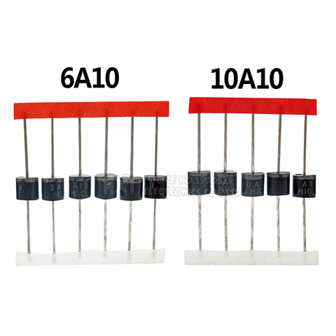 20PCS 10A10 6A10 6A 10.0 AMP SILICON RECTIFIERS Rectifier Diode 10A 1000V R-6 ► Photo 1/4