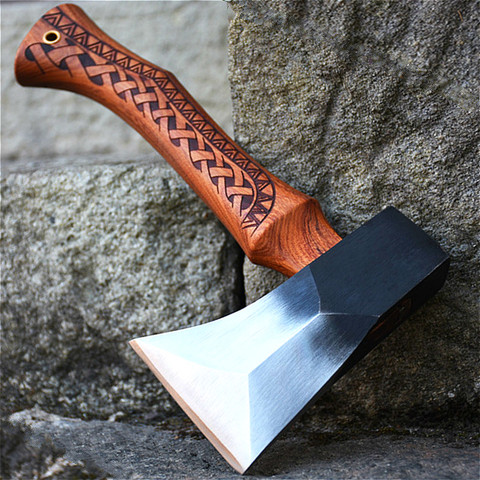 Longquan steel process manual forging and cutting bone axe, acid branch and wood handle carving non-slip heavy single-hand axe ► Photo 1/6