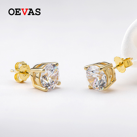 OEVAS Real 0.5/1 Carat D Color Moissanite Stud Earrings For Women 18K Gold Color 100% 925 Sterling Silver Wedding Fine Jewelry ► Photo 1/6