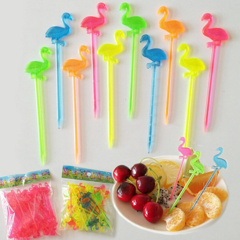 Party Supplies 50 Pcs Flamingo Food Picks Buffet Cupcake Fruit Fork Cake Dessert Salad Sticks Cocktail Toothpick Skewer ► Photo 1/6