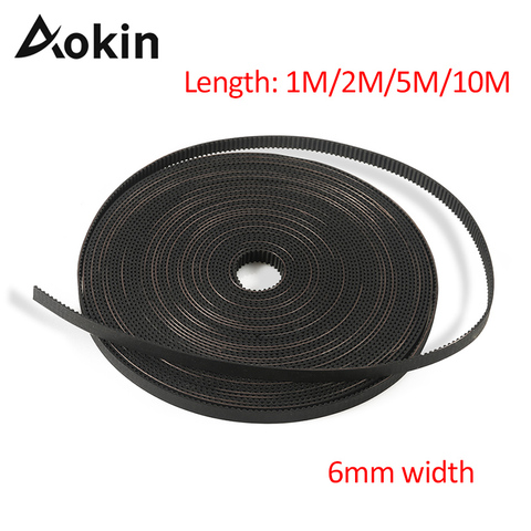 Aokin 1m 2m 5m 10m Polyurethane GT2 6mm Belt PU with Steel Core GT2 Belt Black White Color 2GT Open Timing Belt 6mm Width ► Photo 1/6