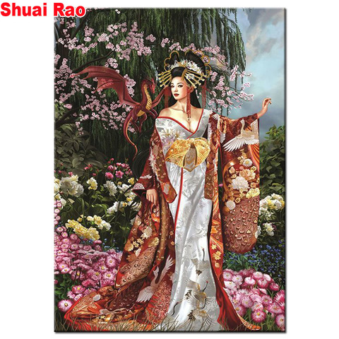 Oriental woman Diamond Painting Painted Mosaic full square round drills Ancient woman Dragon Cross stitch Embroidery Crafts art ► Photo 1/6