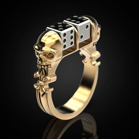 MENGYI  Skull Dice Rings Party Cocktail Party Rings Gothic Rings Cool Biker Men & Women Fashion Ring Bar Jewelry ► Photo 1/4