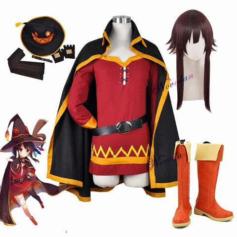 KonoSuba God's Blessing on this Wonderful World Konosuba Megumin Cloak Dress Uniform Outfit Halloween Anime Cosplay Costume Wig ► Photo 1/6