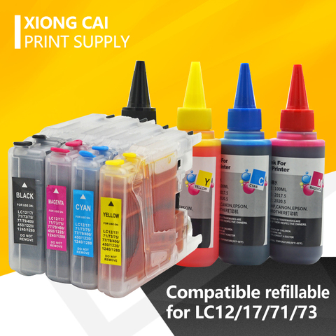 Compatible refillable Ink Cartridge for LC12 LC40 LC71 LC73 LC75 LC400 LC1220 LC1240 For Brother Printer MFC-J6910CDW J6710CDW ► Photo 1/6