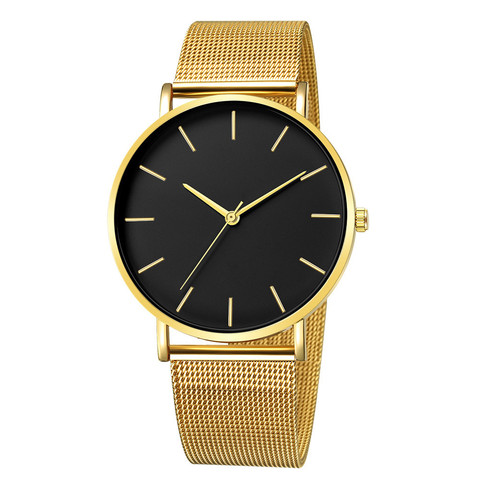 Luxury Men Watches Gold Stainless Steel Mesh Band Quartz Wristwatches Mens Watches Relogio Masculino Male Watch horloge man ► Photo 1/6