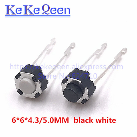 50pcs Vertical Round Micro Switch 6*6*4.3mm / 6*6*5mm DIP-2 2pin Tactile Tact Push Button Switch 6x6x4.3mm / 6x6x4.3mm 2p ► Photo 1/6