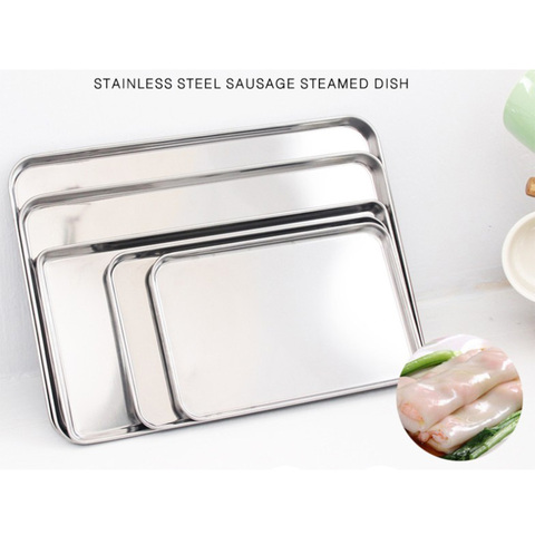 5 Sizes Stainless Steel Baking Dishes Safe Shallow Square Medical Tray Household Cake Cookie Baking Tray Accessories Tool ► Photo 1/6