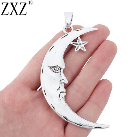 ZXZ 2pcs Tibetan Silver Large Man in the Crescent Moon and Star Charms Pendants for Necklace Jewelry Making Findings ► Photo 1/3