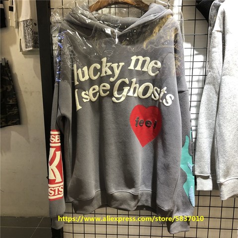2022 Lucky me Hoodies MEN Women I see Ghosts Hoodies Feel Sleeve red Logo Kanye West Pullovers Kids SEE Ghosts Sweatshirts ► Photo 1/6