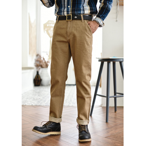 Saucezhan jeans men Selvedge denim jeans vulcanization Khaki jeans pants Autumn and winter cargo pants men  Zipper Fly Casual ► Photo 1/5