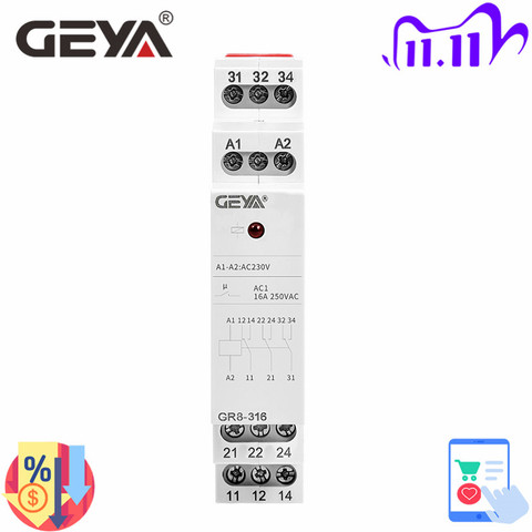 GEYA GR8-316 Switch Relay Intermediate Relay Auxiliary Relay 16A 3SPDT RELAYS ► Photo 1/6
