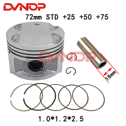 Motorcycle 72mm +25 +50 +75 +100 Piston Bore 18mm Pin Ring Gasket Set For Suzuki GN250 DR250 GZ250 DR GN 250 Egine Spare Parts ► Photo 1/6