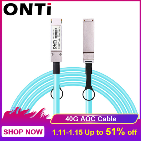 ONTi Free Shipping! 40G QSFP+ to QSFP+ AOC Fiber Cable 1-100m MPO SFP Module OM3 OM4 Active Optical Cable Support Custom Length ► Photo 1/5