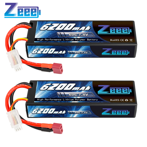 2units Zeee 7.4V 60C 6200mAh Lipo Battery with Deans Plug 2S Hardcase RC Lipo Battery for RC Car Truck Vehicles Truggy Boat ► Photo 1/6